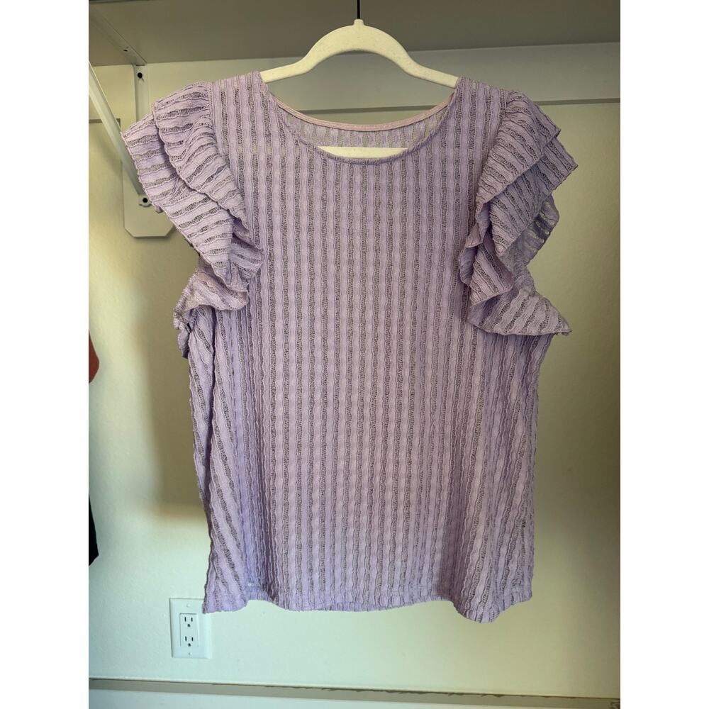 Emory Rose Women's Cap Ruffleā Sleeve Blouse Purple Size Large